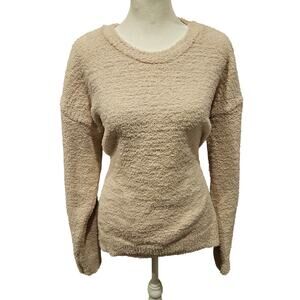 Cupcakes & Cashmere sherpa fluffy cloud sweater medium beige relaxed fit minimal